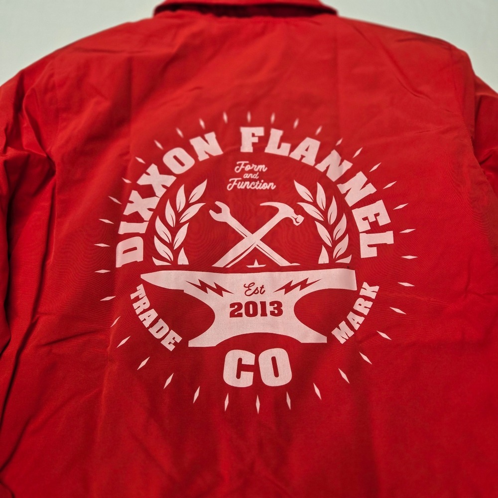 DIXXON Flannel Co. Unite Coaches Jacket Red Mens M Button Front Graphic